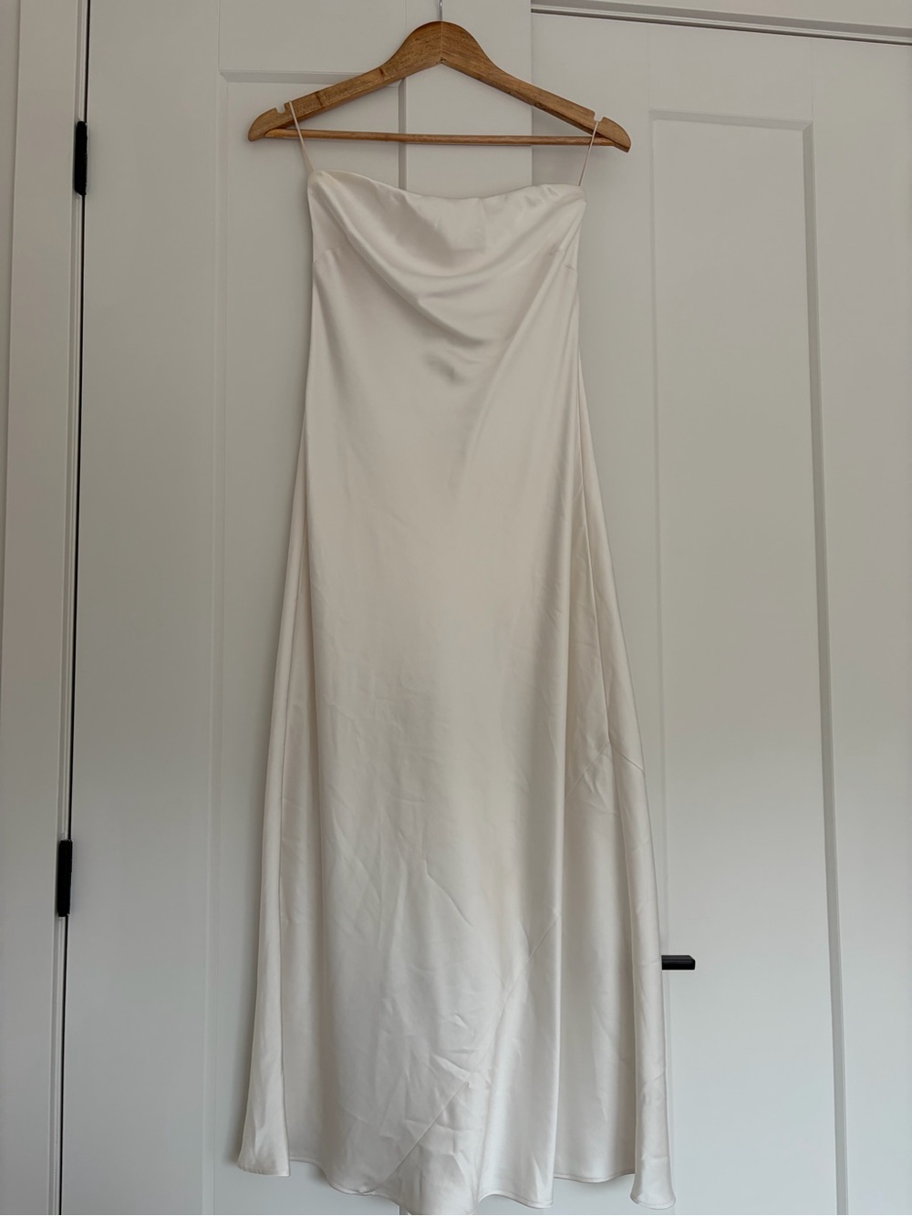 Aritzia Wilfred Ivory Satin Slip Midi Dress